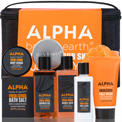 Body & Earth ALPHA 9pc Fresh Citrus Bath Travel Bag Set