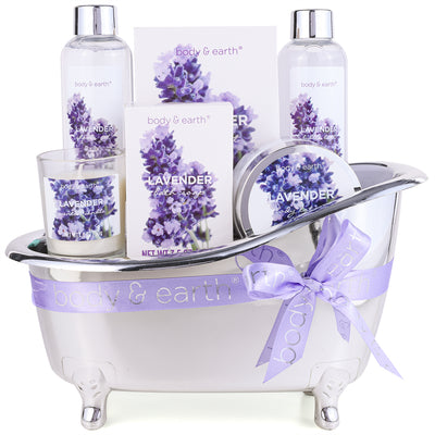 Body & Earth Lavender 7pc Tub Home Spa Set