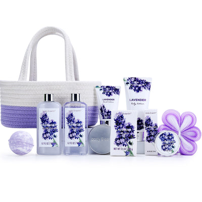 Body & Earth 11pc Lavender Spa Tote Bag