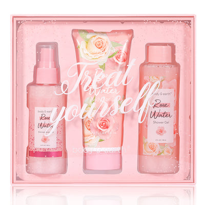 Body & Earth Rose Water 3pc Spa Set